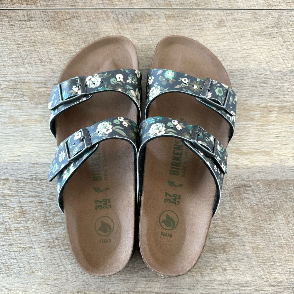 NEW BIRKENSTOCK WOMEN'S SYDNEY FLOWER TEAL VEGAN 37